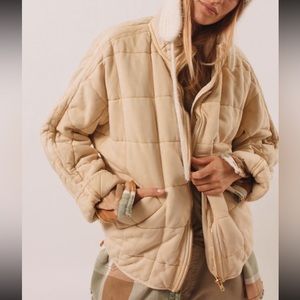 FREE PEOPLE Dolman Quilted Knit Jacket NEW Size XL Summer Khaki
